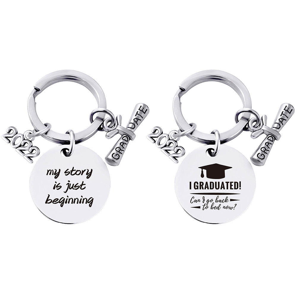 2Pcs 2022 Graduation Season Inspirational Quotes Metal Keychain