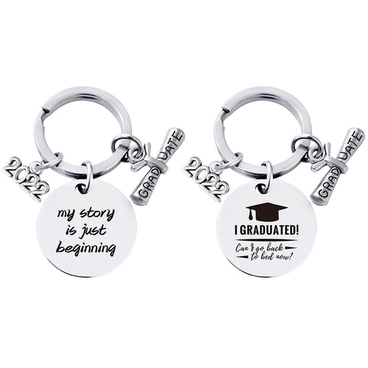 2Pcs 2022 Graduation Season Inspirational Quotes Metal Keychain