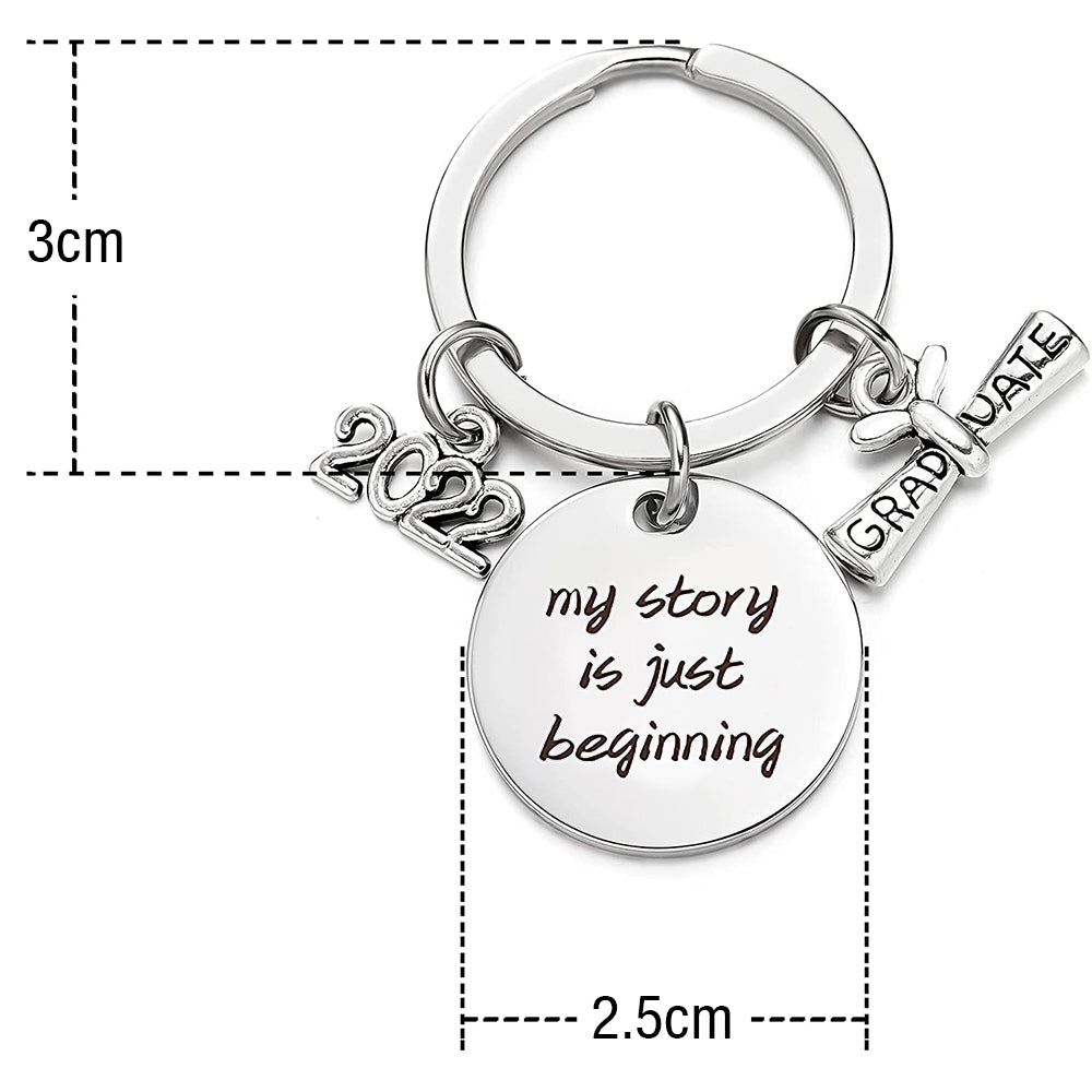 2Pcs 2022 Graduation Season Inspirational Quotes Metal Keychain