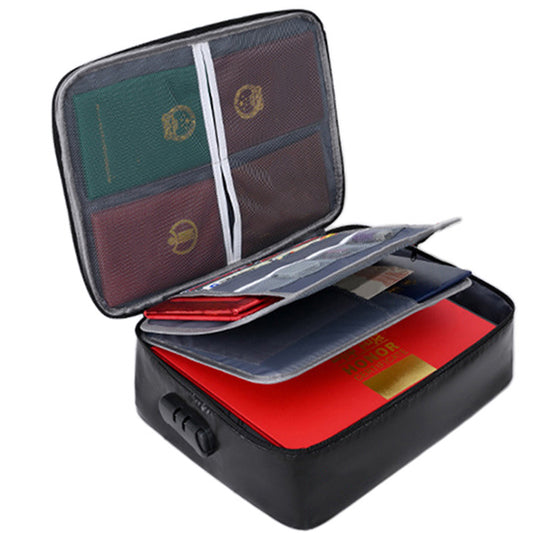 Fireproof Document Bag File Bag with Lock Black