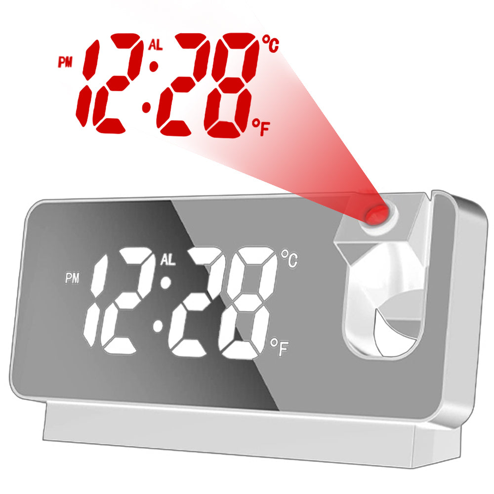 Digital Projection Alarm Clock White