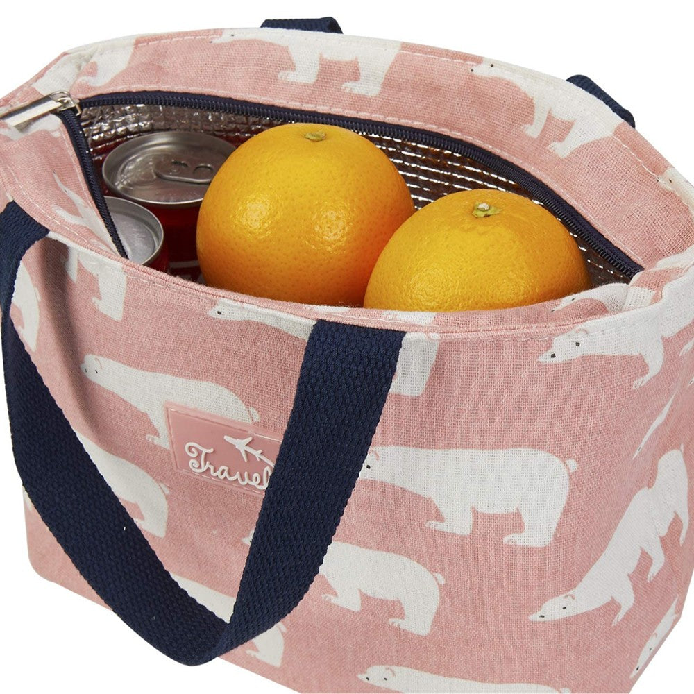 Cotton Linen Insulated Lunch Bag Lunch Box Lunch Container Pink