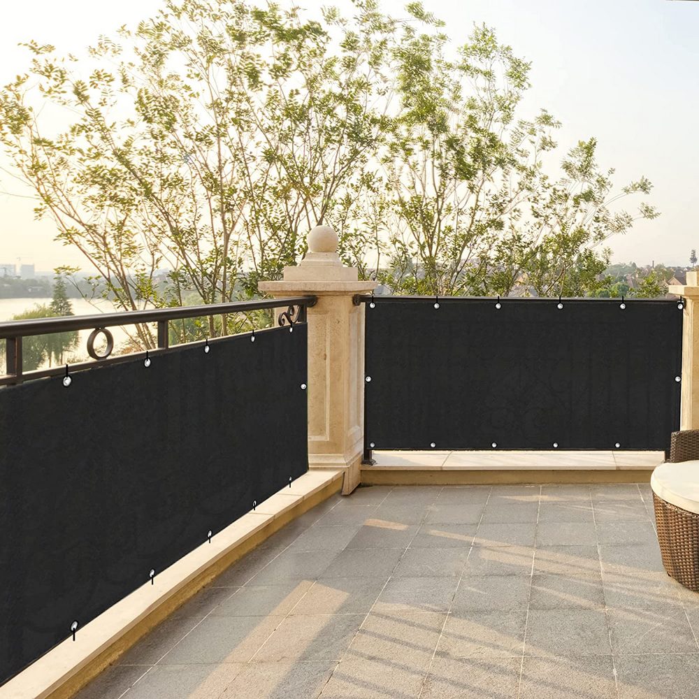 90x500cm Balcony Privacy Screen Cover Balcony Screen Black