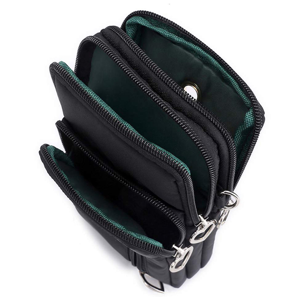 2Pcs Multi Pocket Crossbody Phone Bag Wallet Black and Blue