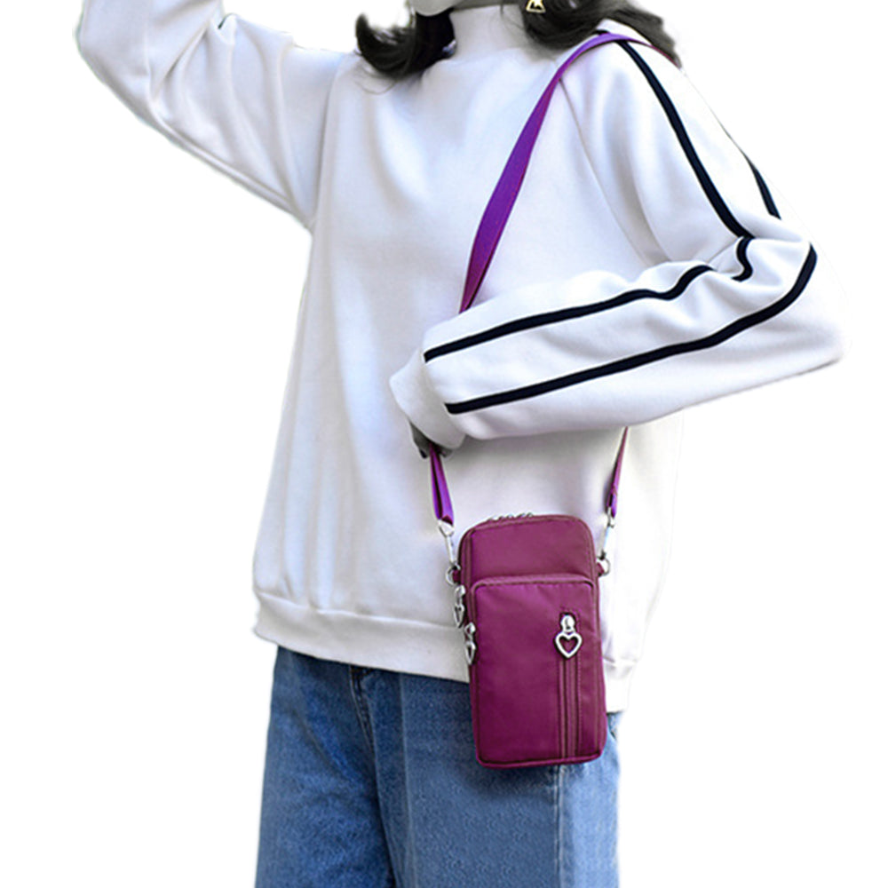 1Pcs Multi Pocket Crossbody Phone Bag Wallet Purple