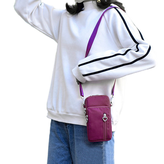 1Pcs Multi Pocket Crossbody Phone Bag Wallet Purple