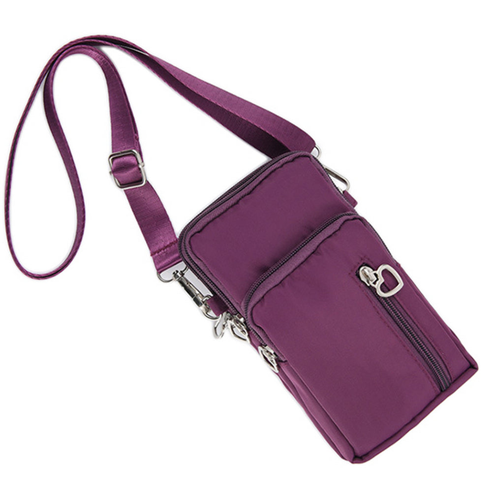 1Pcs Multi Pocket Crossbody Phone Bag Wallet Purple