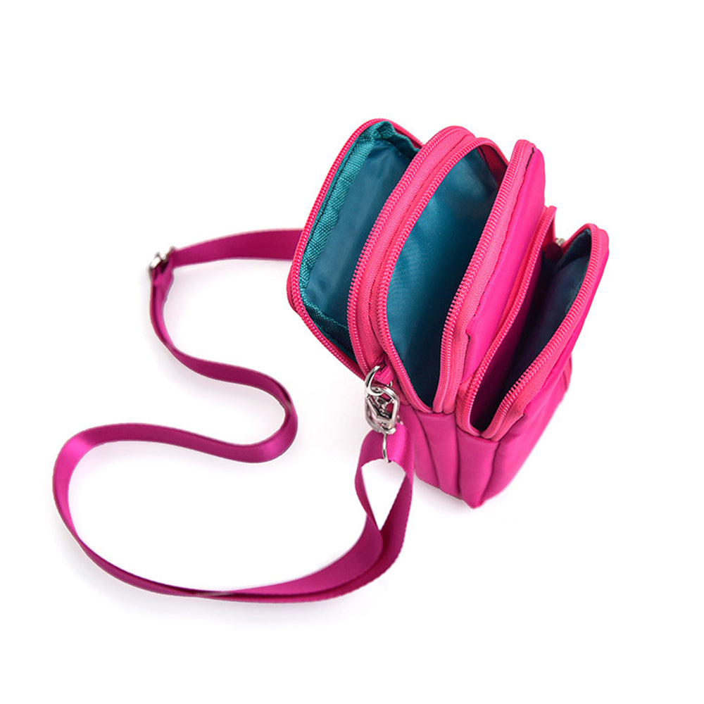 1Pcs Multi Pocket Crossbody Phone Bag Wallet Rose Red