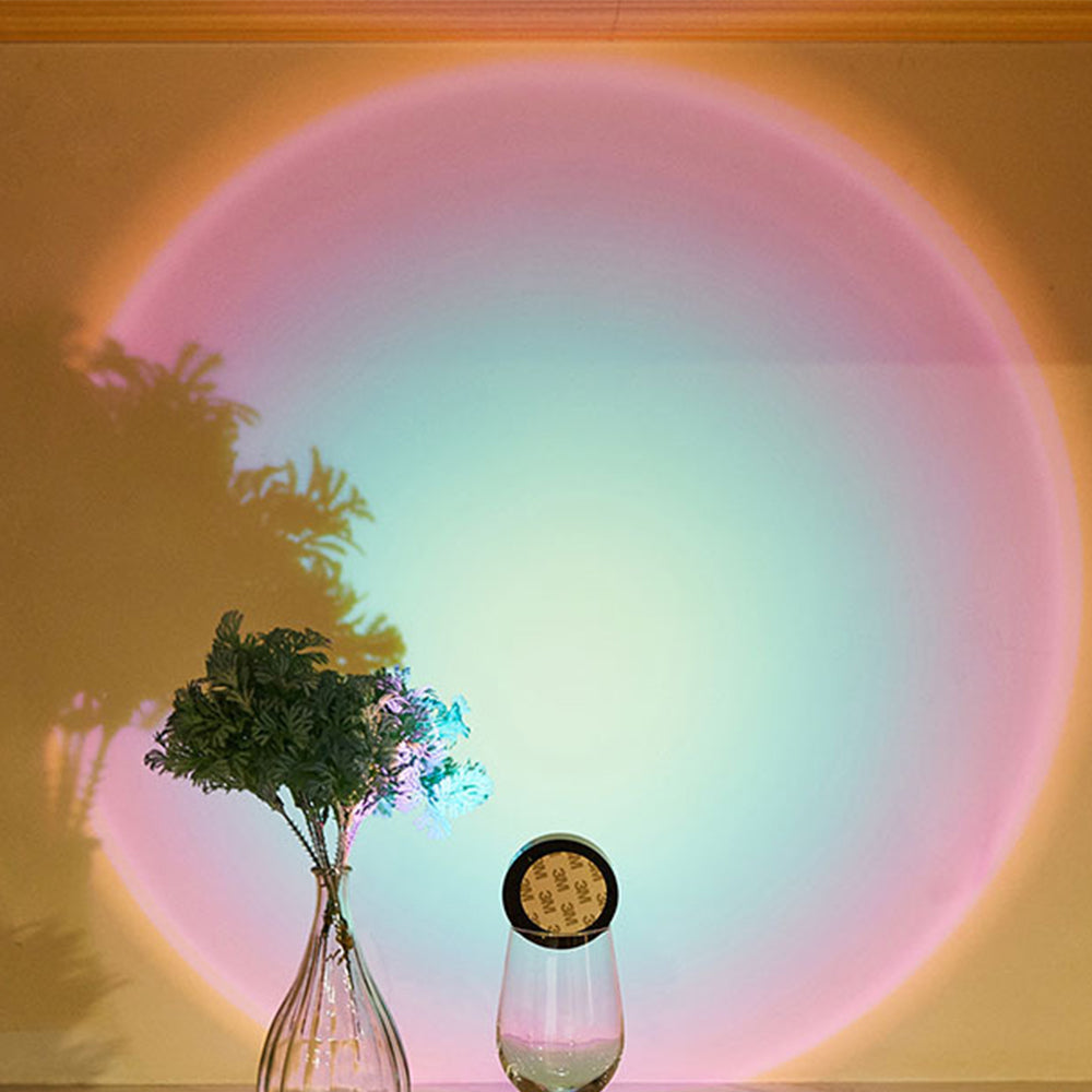 2Pcs Sunset Projection Light Under Cabinet Light Yellow Light