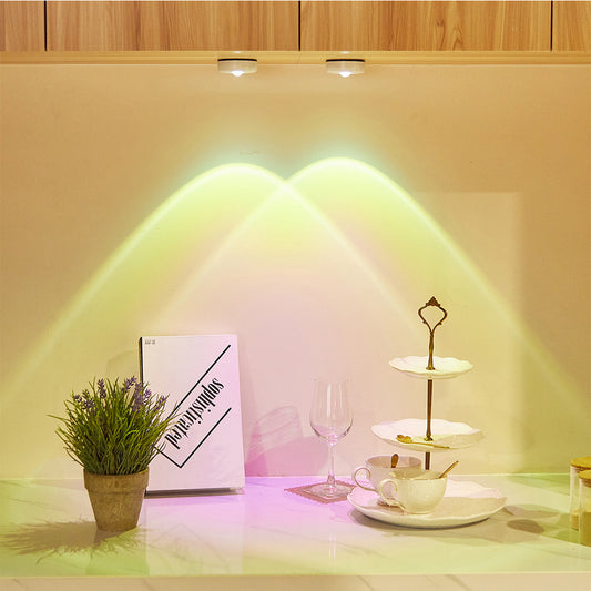 2Pcs Sunset Projection Light Under Cabinet Light Yellow Light