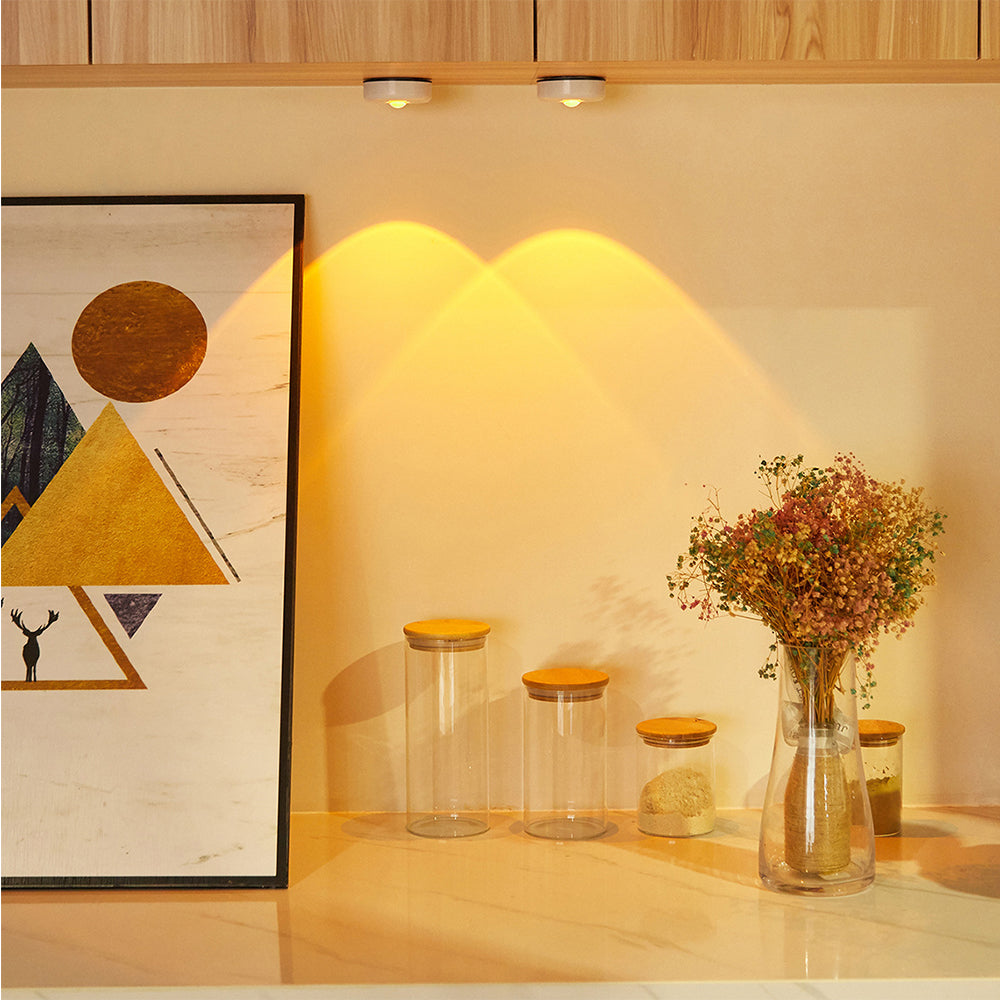 2Pcs Sunset Projection Light Under Cabinet Light Yellow Light