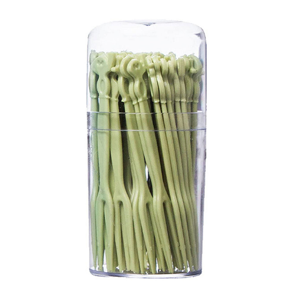 100Pcs Disposable Fruit Forks Kitchen Lunch Box Fruit Picks Green Blue