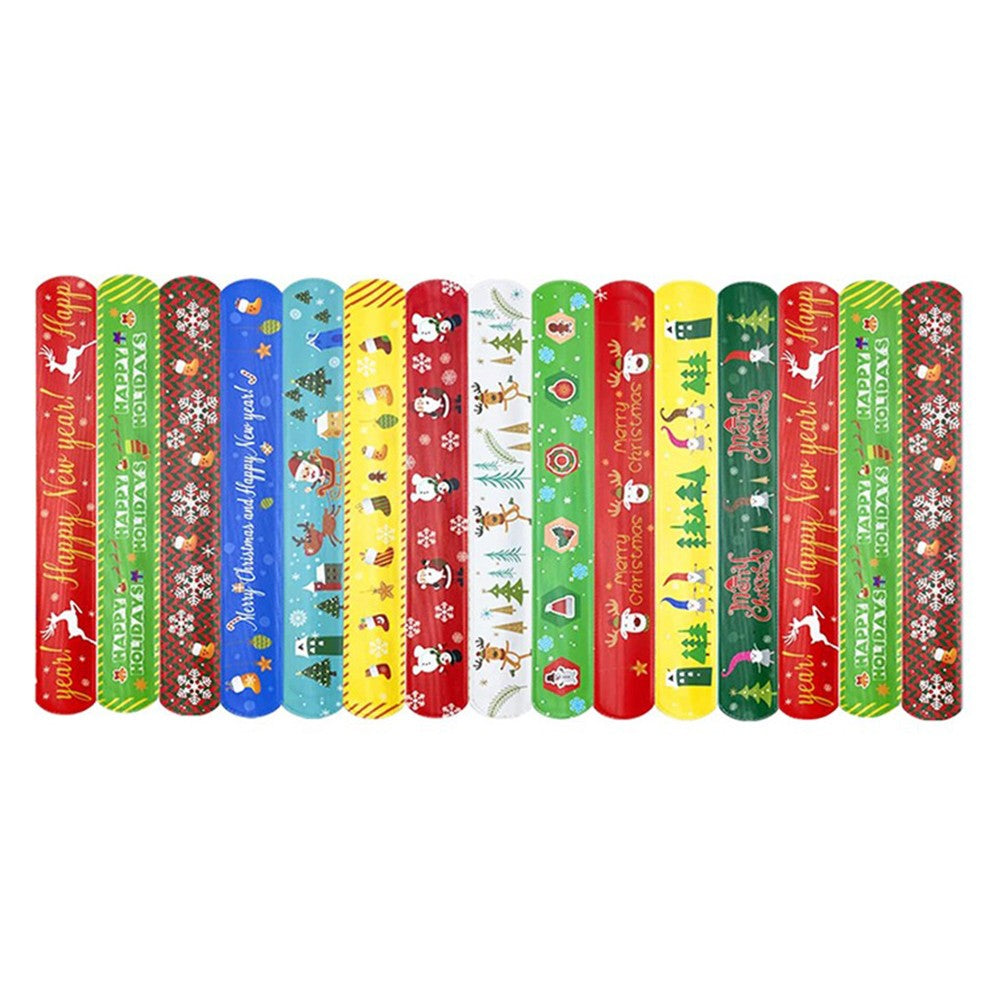 30Pcs Mixed Wrist Snap Slap Bands Slap Bracelets Christmas Style