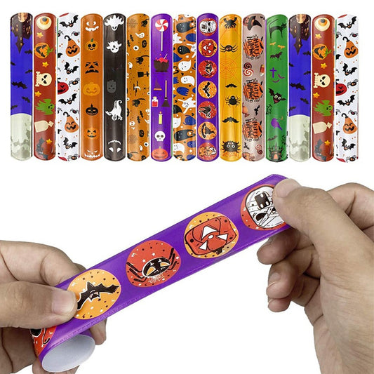 30Pcs Mixed Wrist Snap Slap Bands Slap Bracelets Halloween Style
