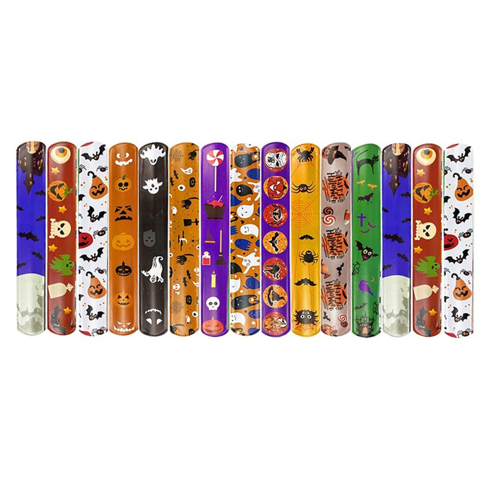 30Pcs Mixed Wrist Snap Slap Bands Slap Bracelets Halloween Style