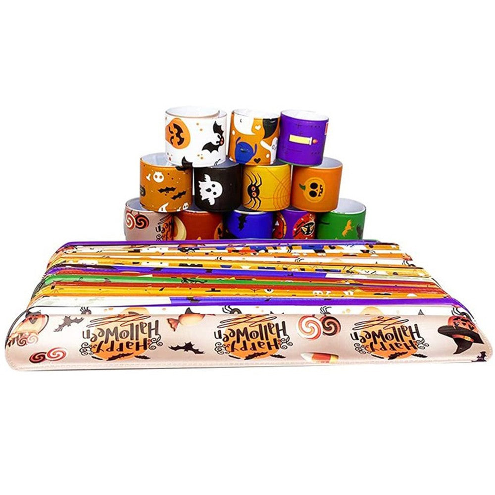 30Pcs Mixed Wrist Snap Slap Bands Slap Bracelets Halloween Style