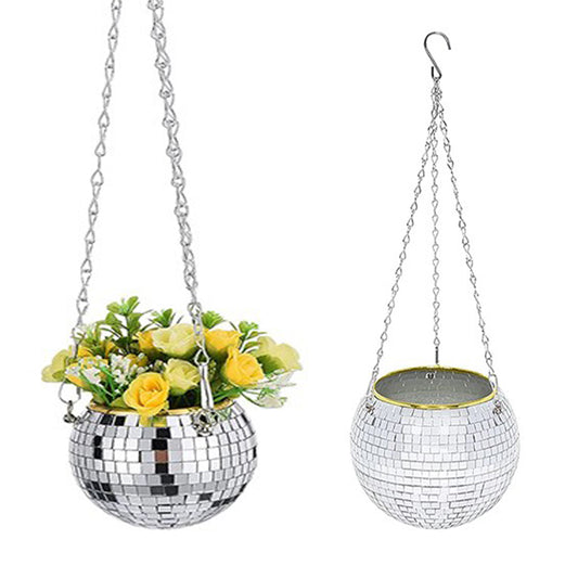 2Pcs 10cm Disco Ball Hanging Planter Plant Pot
