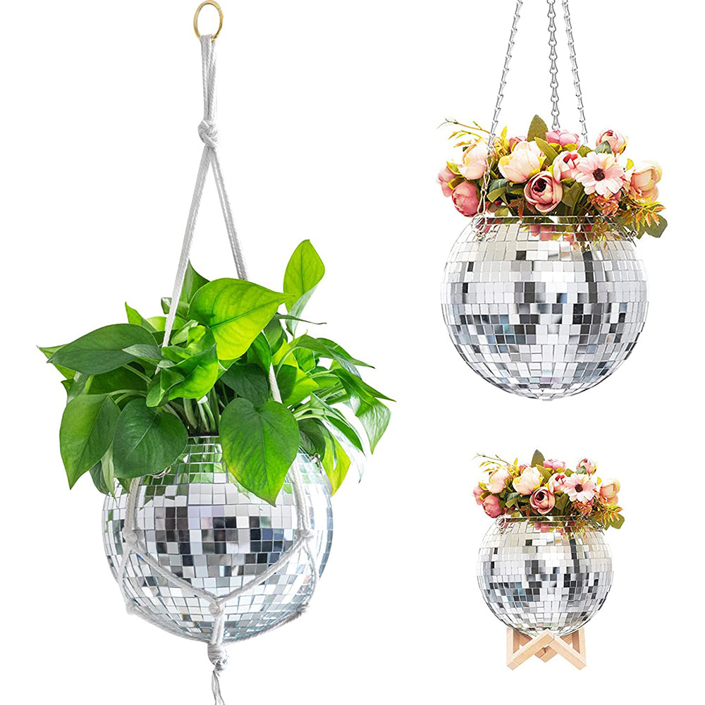 2Pcs 10cm Disco Ball Hanging Planter Plant Pot