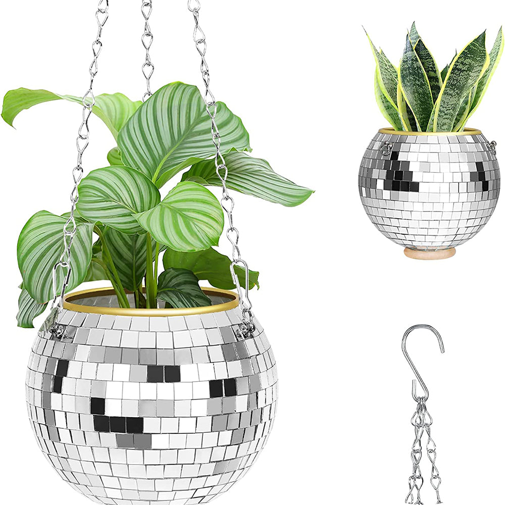 2Pcs 10cm Disco Ball Hanging Planter Plant Pot