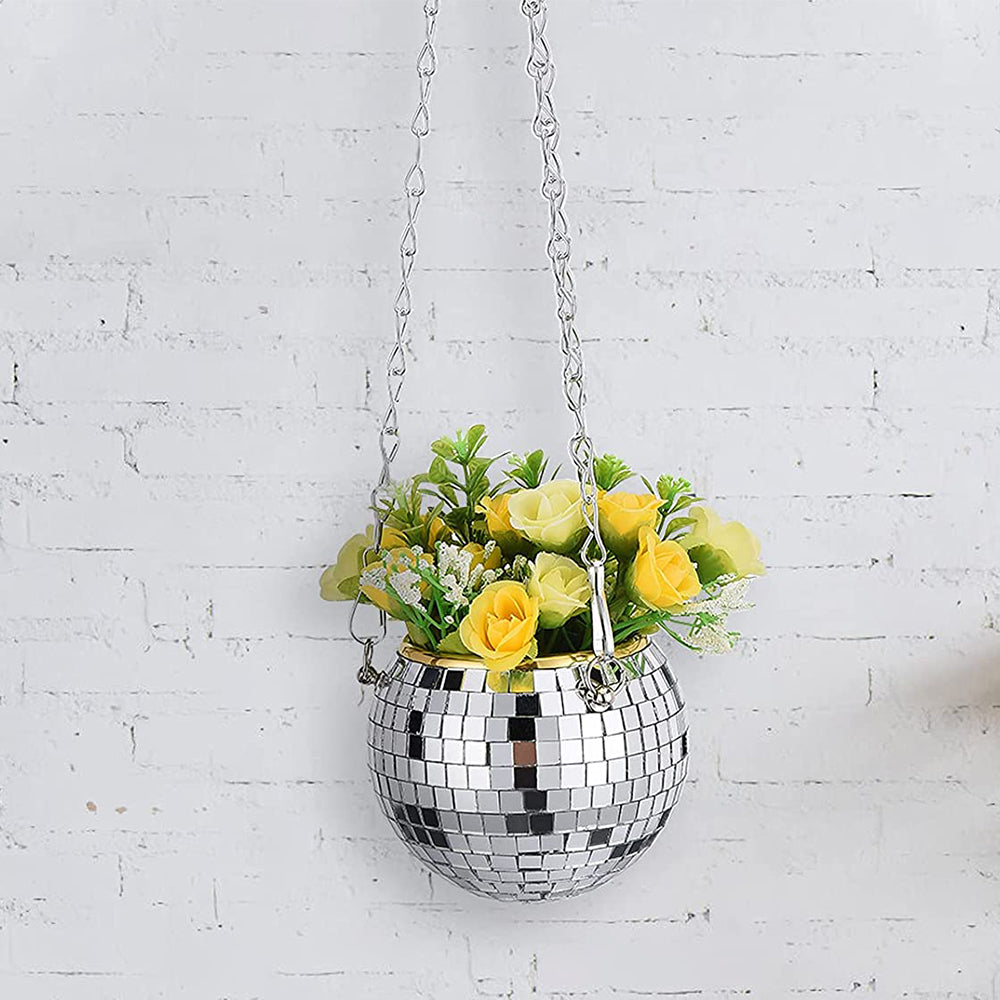 2Pcs 10cm Disco Ball Hanging Planter Plant Pot