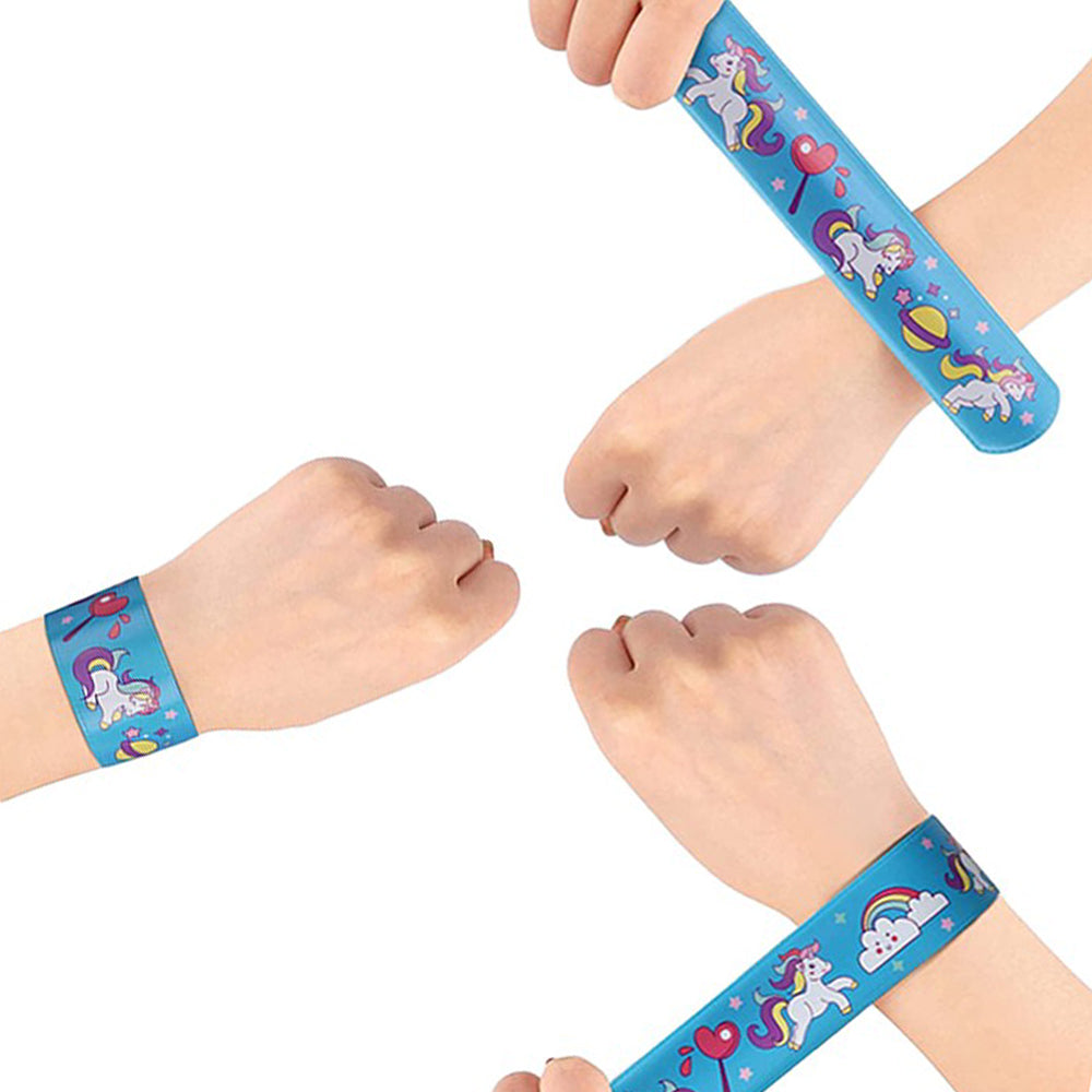 60Pcs Mixed Wrist Snap Slap Bands Christmas and Unicorn Style