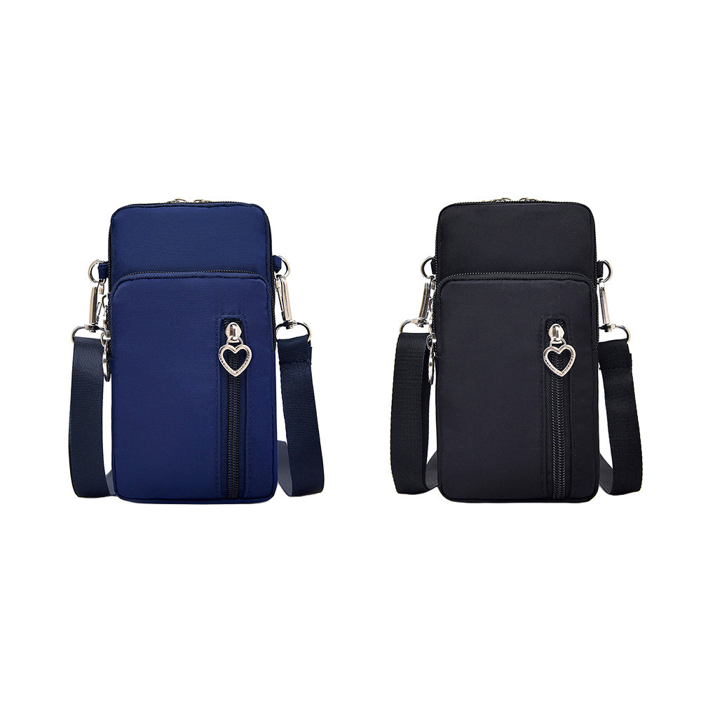 2Pcs Multi Pocket Crossbody Phone Bag Wallet Black and Blue