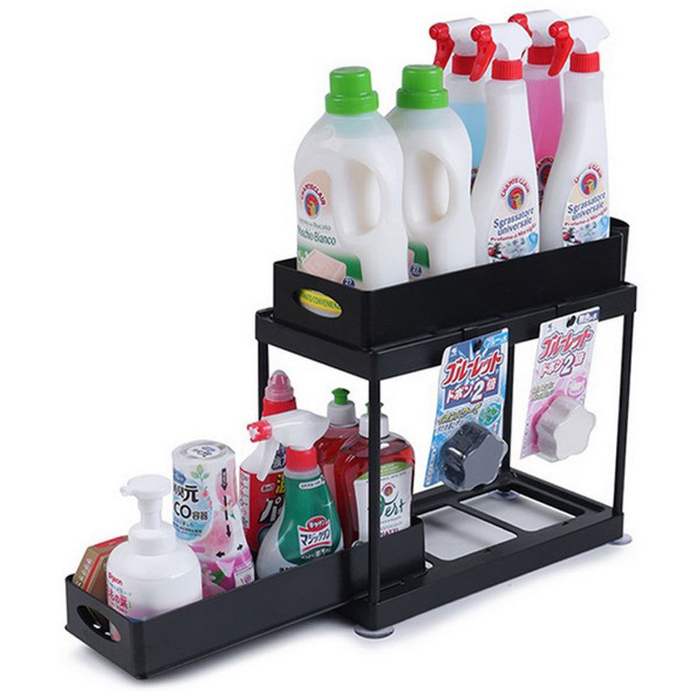 Pull Out Double Layer kitchen Sink Storage Rack
