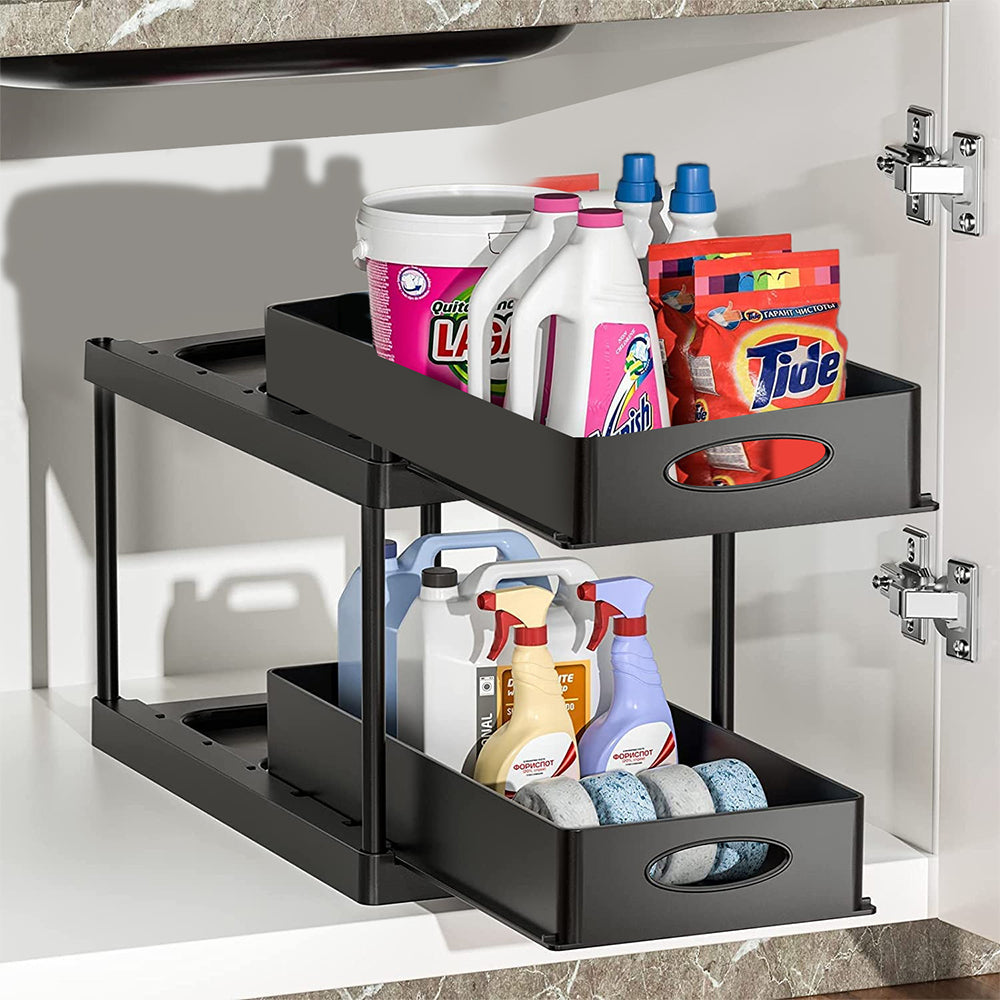 Pull Out Double Layer kitchen Sink Storage Rack