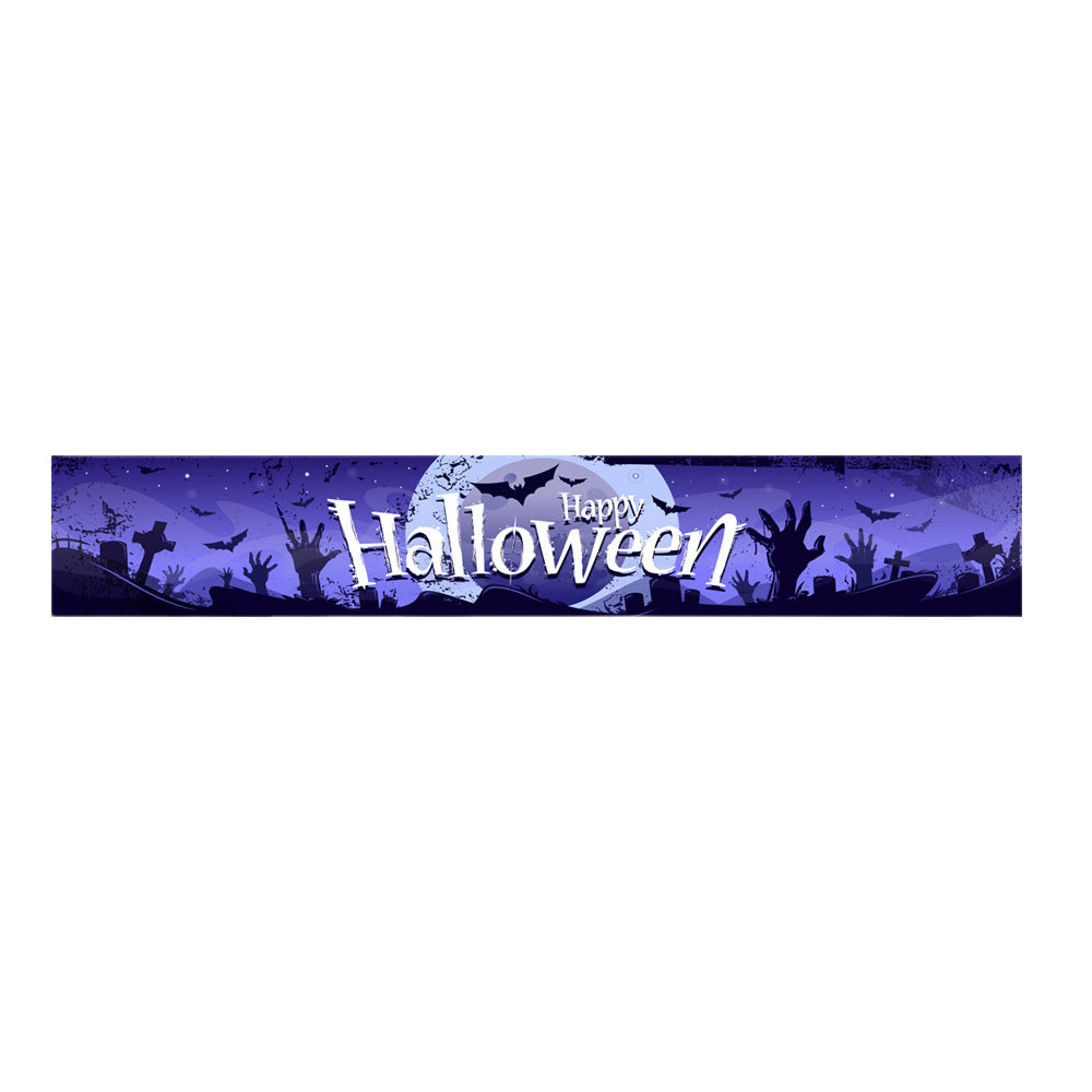 Happy Halloween Banner Background Scary Scene Setter Party Decoration Purple
