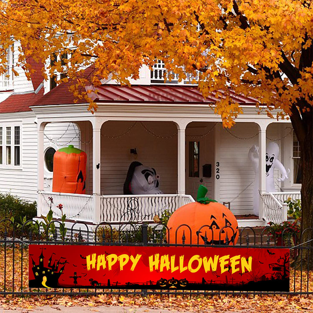Happy Halloween Banner Background Scary Scene Setter Party Decoration Red