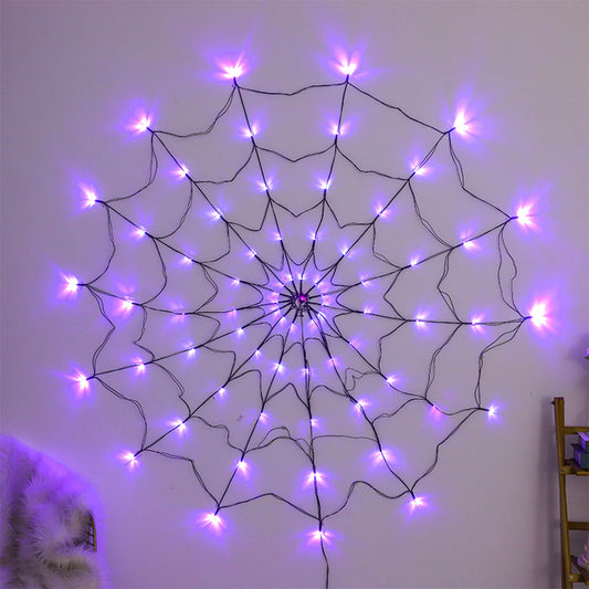 2Pcs Halloween Led Spider Web Light Purple Lights