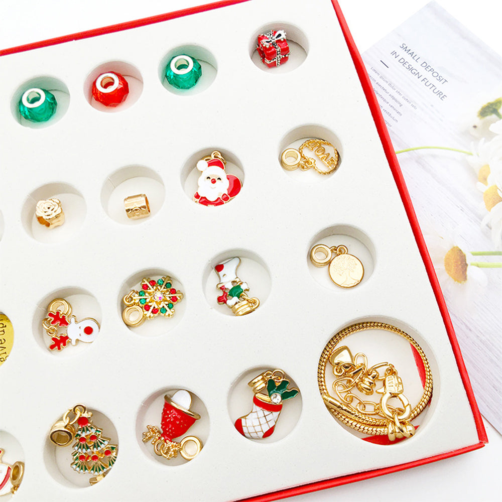 1 Set of Christmas Advent Calendar Blind Box with DIY Charm Bracelets