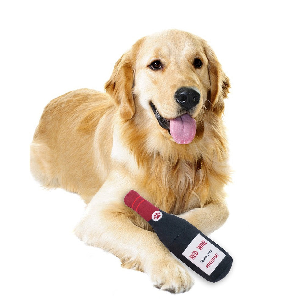 Pet Dog Squeaky Toys Wine Bottle Dog Chew Squeaky Toy Teeth Cleaning Toy Black