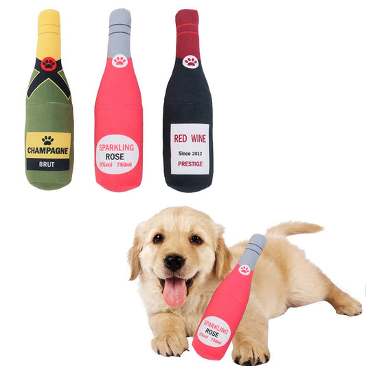 3Pcs Pet Dog Squeaky Toys Wine Bottle Dog Chew Squeaky Toy Teeth Cleaning Toy