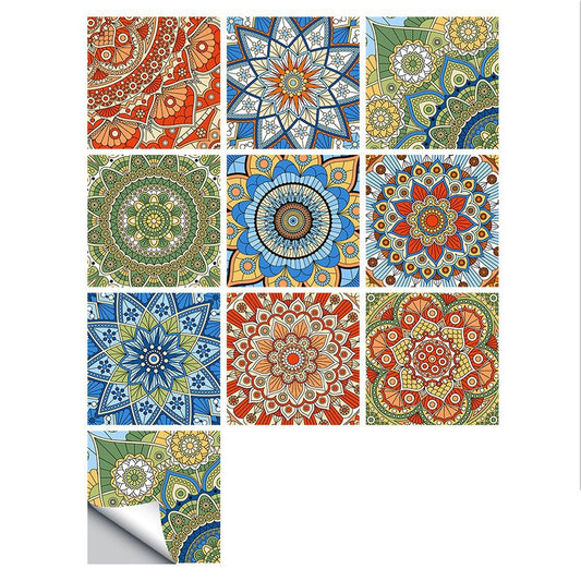 10Pcs Mandala Pattern Tile Wall Stickers Wallpaper Removable Decal Style 1