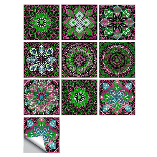 10Pcs Mandala Pattern Tile Wall Stickers Wallpaper Removable Decal Style 2
