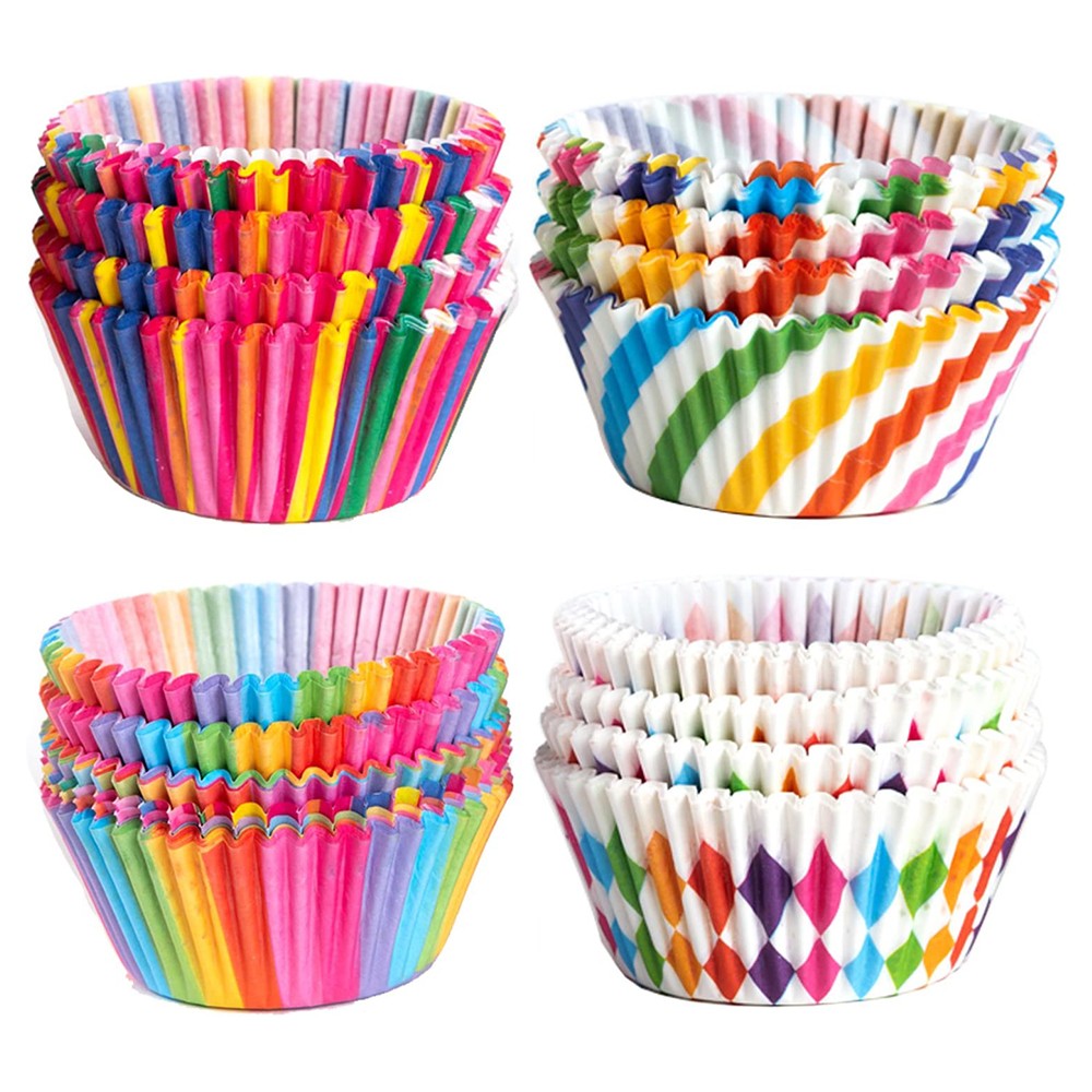 400Pcs Disposable Paper Cupcake Cup Mold Baking Cups Liners Random Mixed Pattern