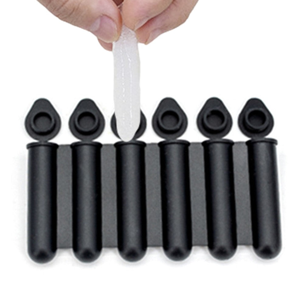 2Pcs Silicone 6 Compartment Ice Strips Molds with Lid for Home Bar to Use Black