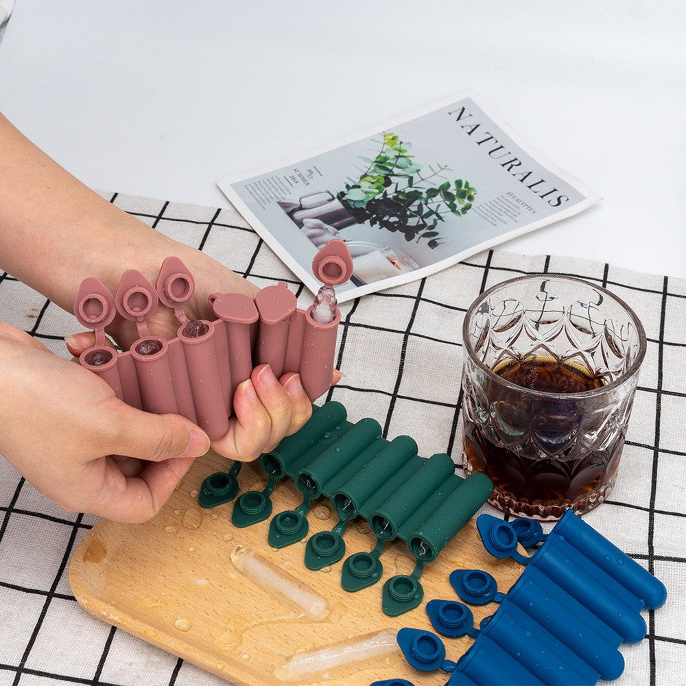 2Pcs Silicone 6 Compartment Ice Strips Molds with Lid for Home Bar to Use Green