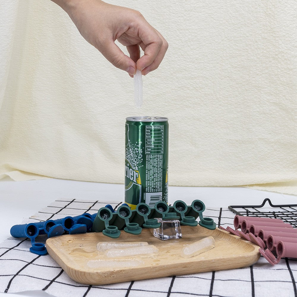 2Pcs Silicone 6 Compartment Ice Strips Molds with Lid for Home Bar to Use Green