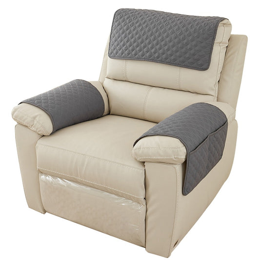 Set of 3Pcs Recliner Covers Headrest Armrest Pad Cover with Storage Pocket Grey