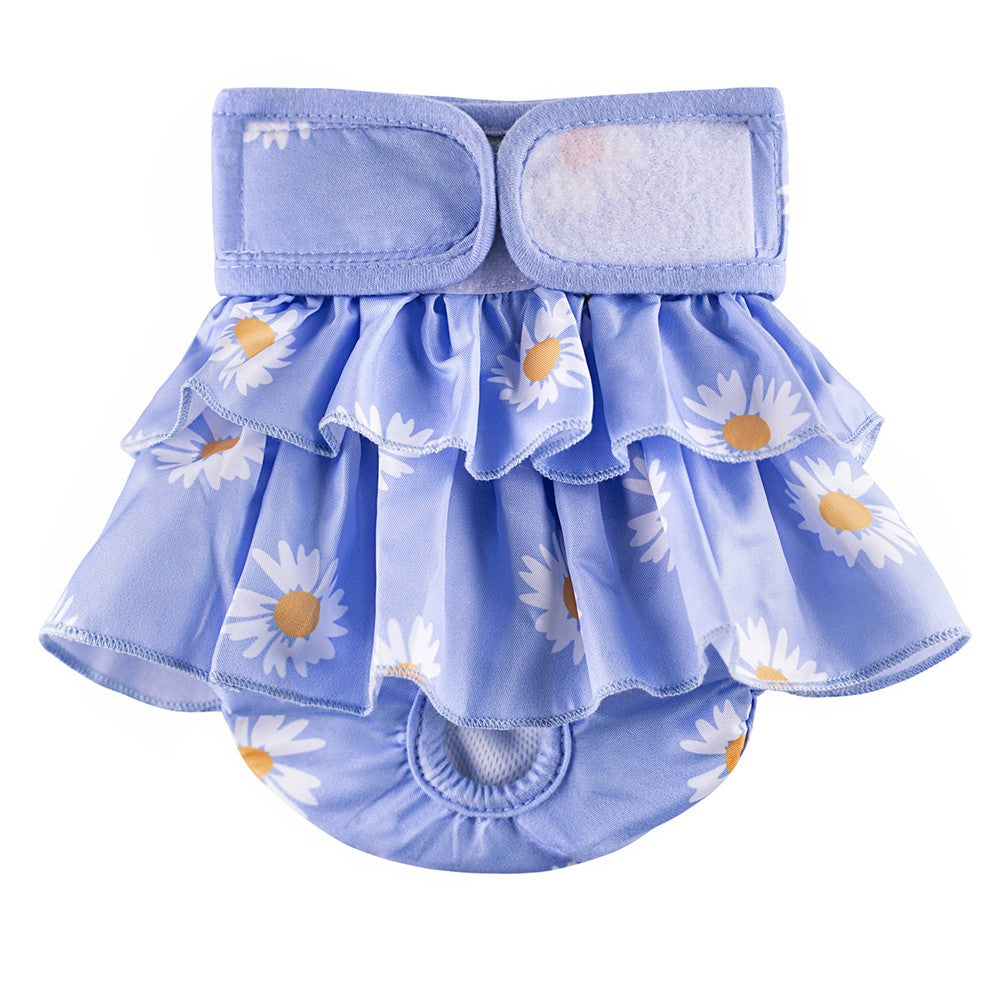 Washable Pet Female Dog Puppy Diapers Dog Menstrual Sanitary Nappy Pant Blue M