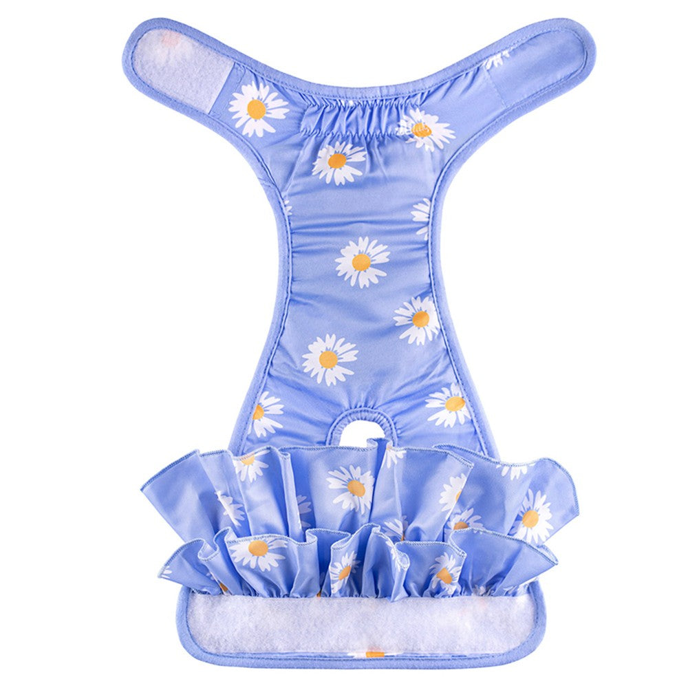 Washable Pet Female Dog Puppy Diapers Dog Menstrual Sanitary Nappy Pant Blue L