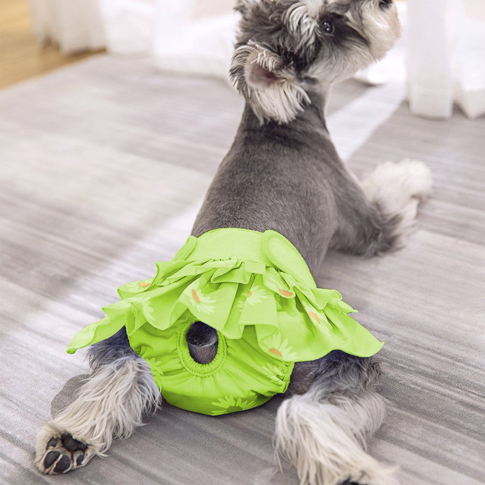 Washable Pet Female Dog Puppy Diapers Dog Menstrual Sanitary Nappy Pant Green S