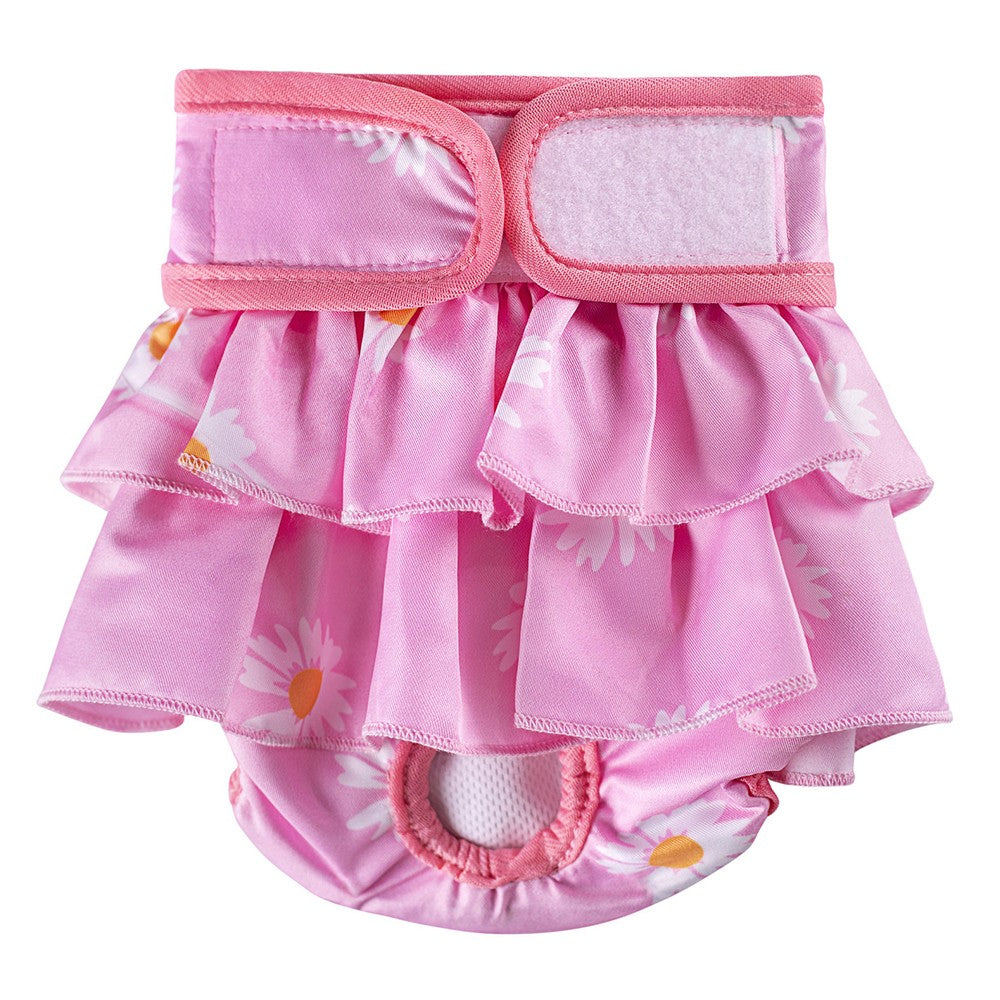 Washable Pet Female Dog Puppy Diapers Dog Menstrual Sanitary Nappy Pant Pink L