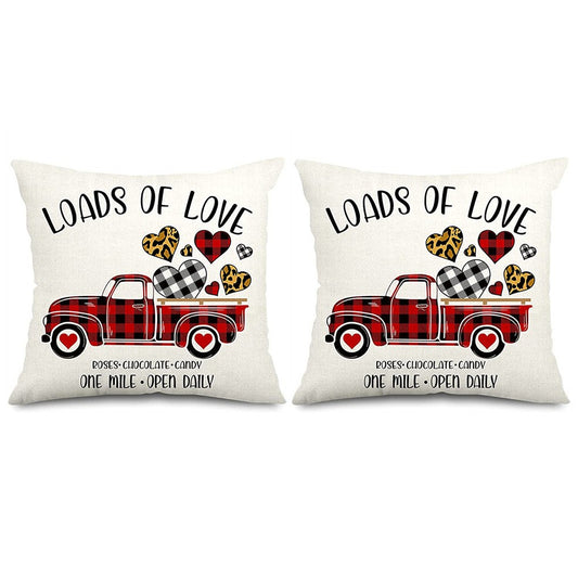 2Pcs Valentines Day Print Cushion Cover Sofa Pillowcase Pillow Cover Style 1