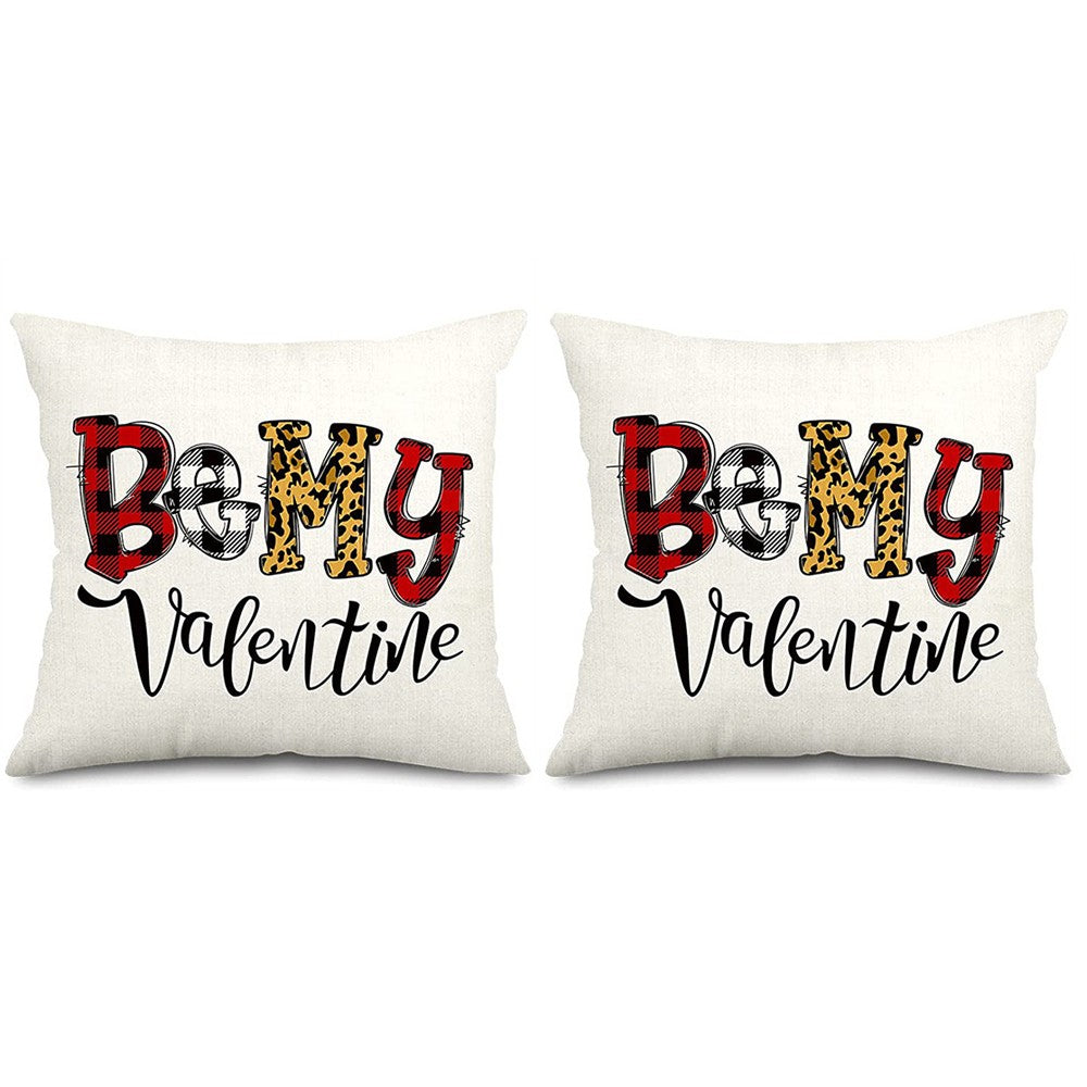 2Pcs Valentines Day Print Cushion Cover Sofa Pillowcase Pillow Cover Style 2