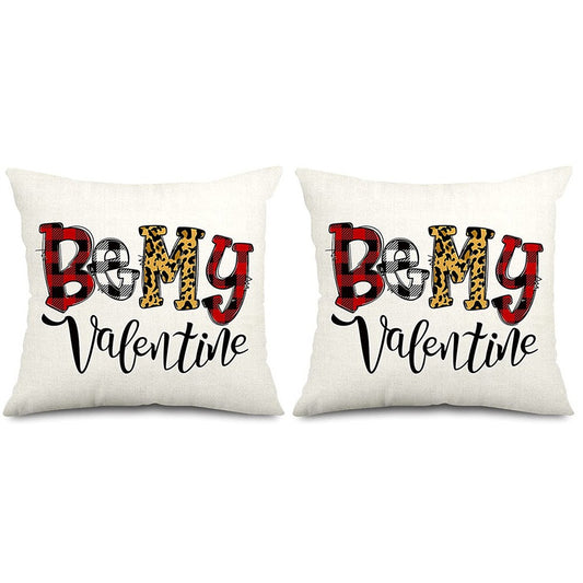 2Pcs Valentines Day Print Cushion Cover Sofa Pillowcase Pillow Cover Style 2