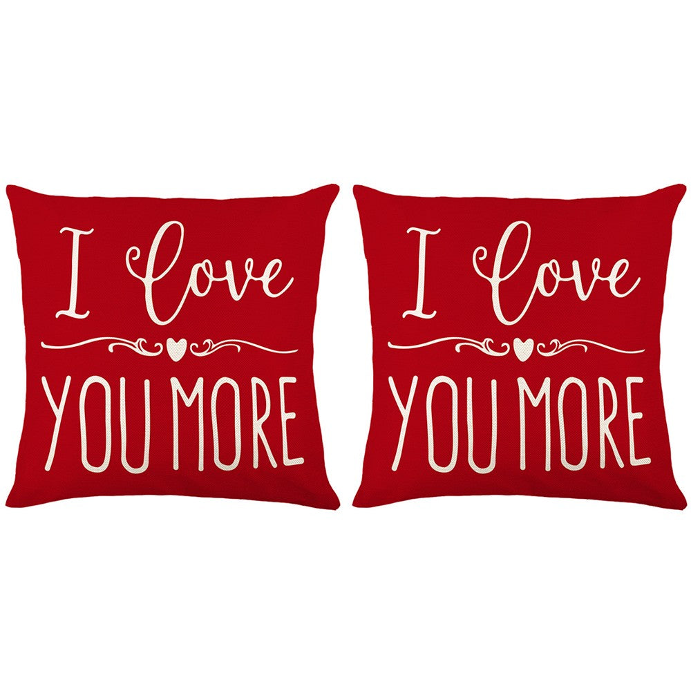 2Pcs Valentines Day Print Cushion Cover Sofa Pillowcase Pillow Cover Style 5