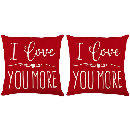 2Pcs Valentines Day Print Cushion Cover Sofa Pillowcase Pillow Cover Style 5